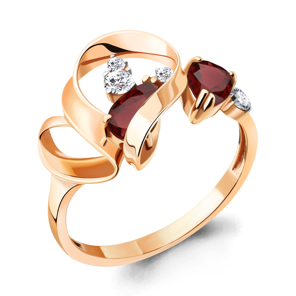 

Кольцо из серебра с гранатом р. 18,5 Aquamarine 6953203А_925_з, 6953203А_925_з