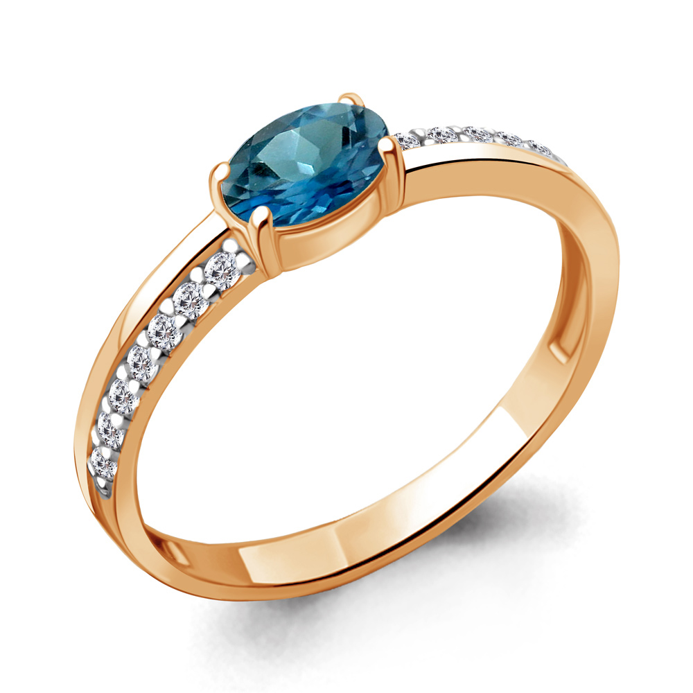 

Кольцо из серебра с топазом р. 17 Aquamarine 6953008А_925_з, 6953008А_925_з