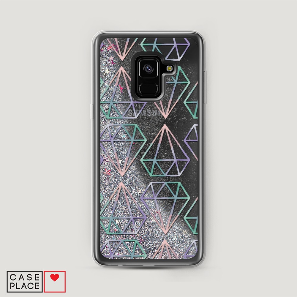 

Жидкий чехол с блестками "Бриллианты голографика" на Samsung Galaxy A8 2018, 25491-1