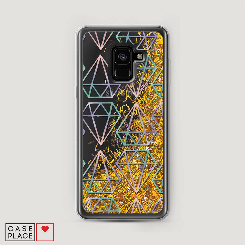 

Жидкий чехол с блестками "Бриллианты голографика" на Samsung Galaxy A8 2018