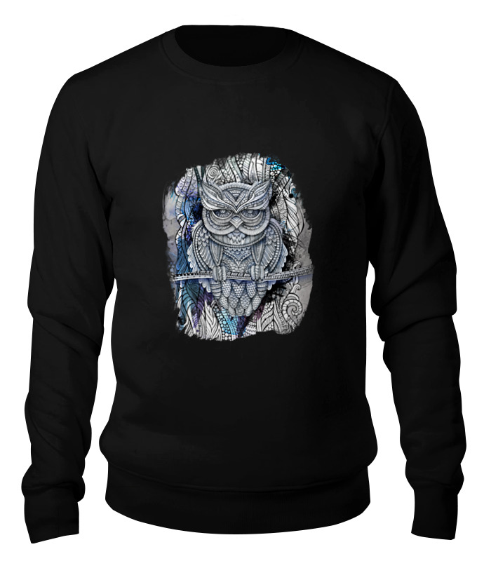 

Свитшот унисекс Printio Doodle owl черный S, Doodle owl