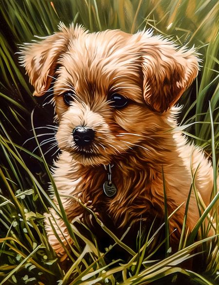 

Алмазная мозаика без подрамника Щенок Йоркширский терьер, 70x50 см, 50 цветов, 63204, РА-283