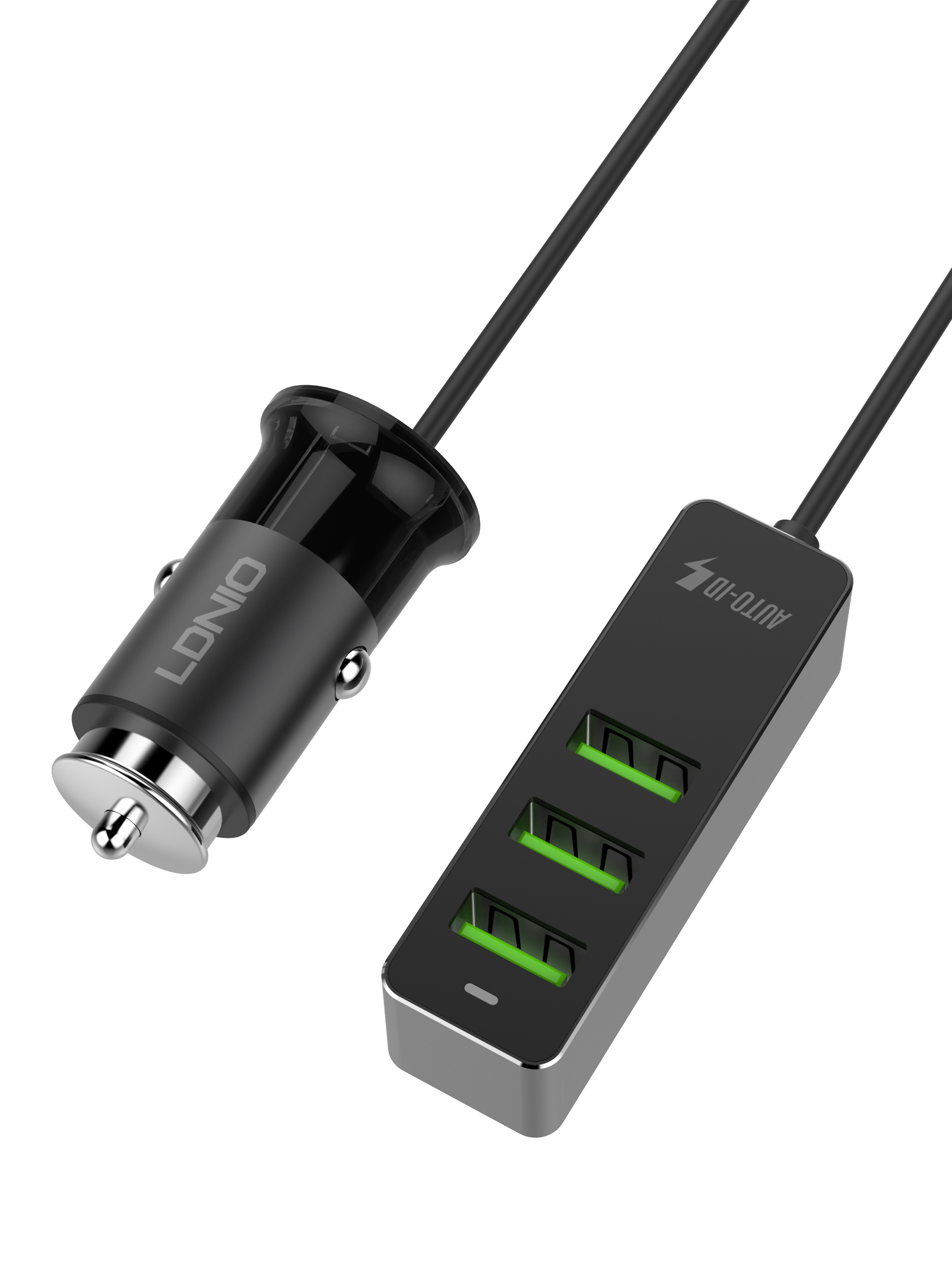 

Авто ЗУ LDNIO C61 QC 3.0 1+3 USB Auto-ID 5V_9V_12V, 35W Black&Gray