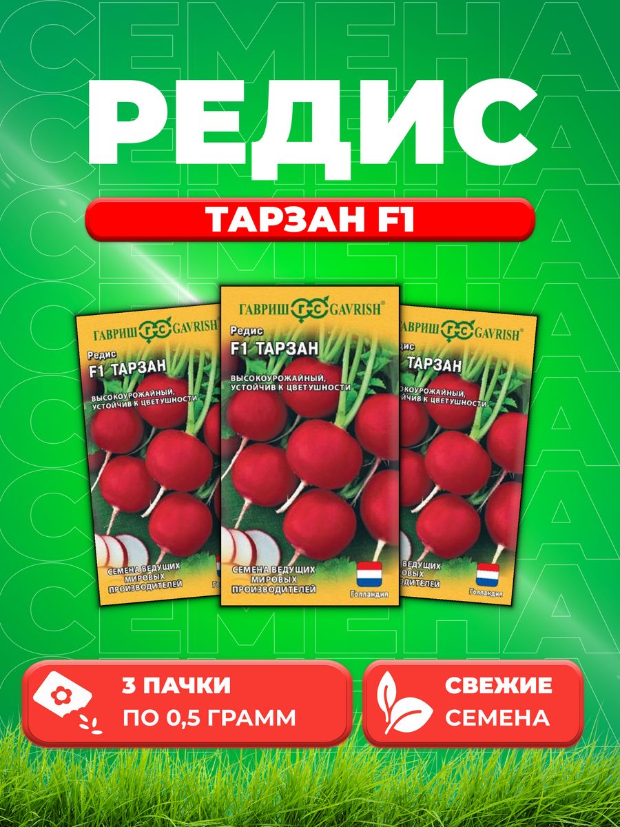 

Семена Редис Тарзан 0,5 г Голландия 3уп