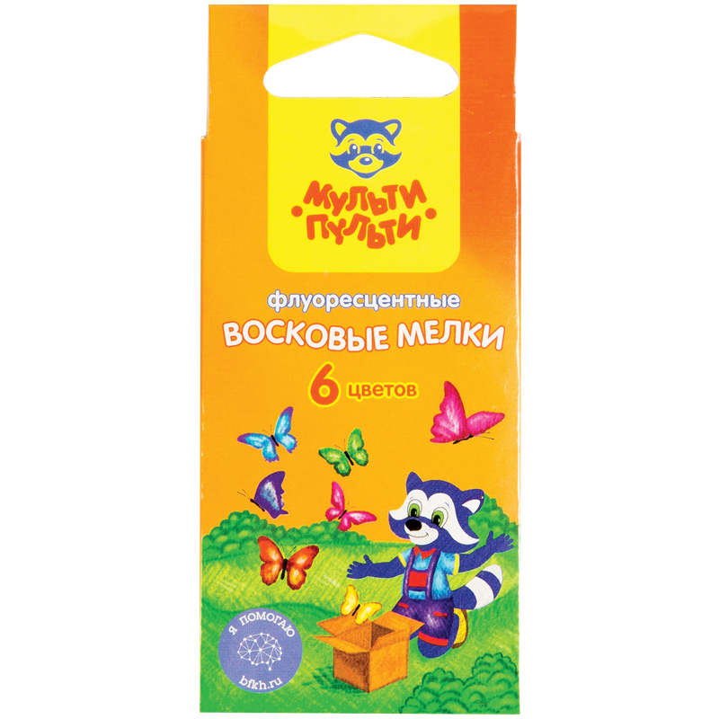 

Мелки восковые Мульти-Пульти Приключения Енота флуоресцентные 6 цветов