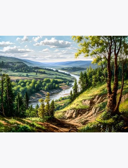 

Алмазная мозаика на подрамнике Родные просторы, 90x70 см, 30 цветов, 63171, ПРА-279