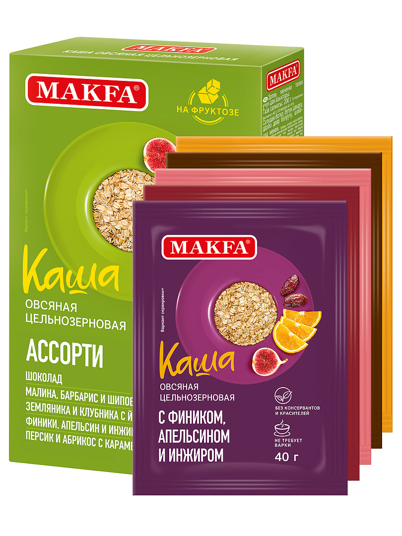 Каша Makfa Овсяная цельнозерновая Ассорти, 200 г