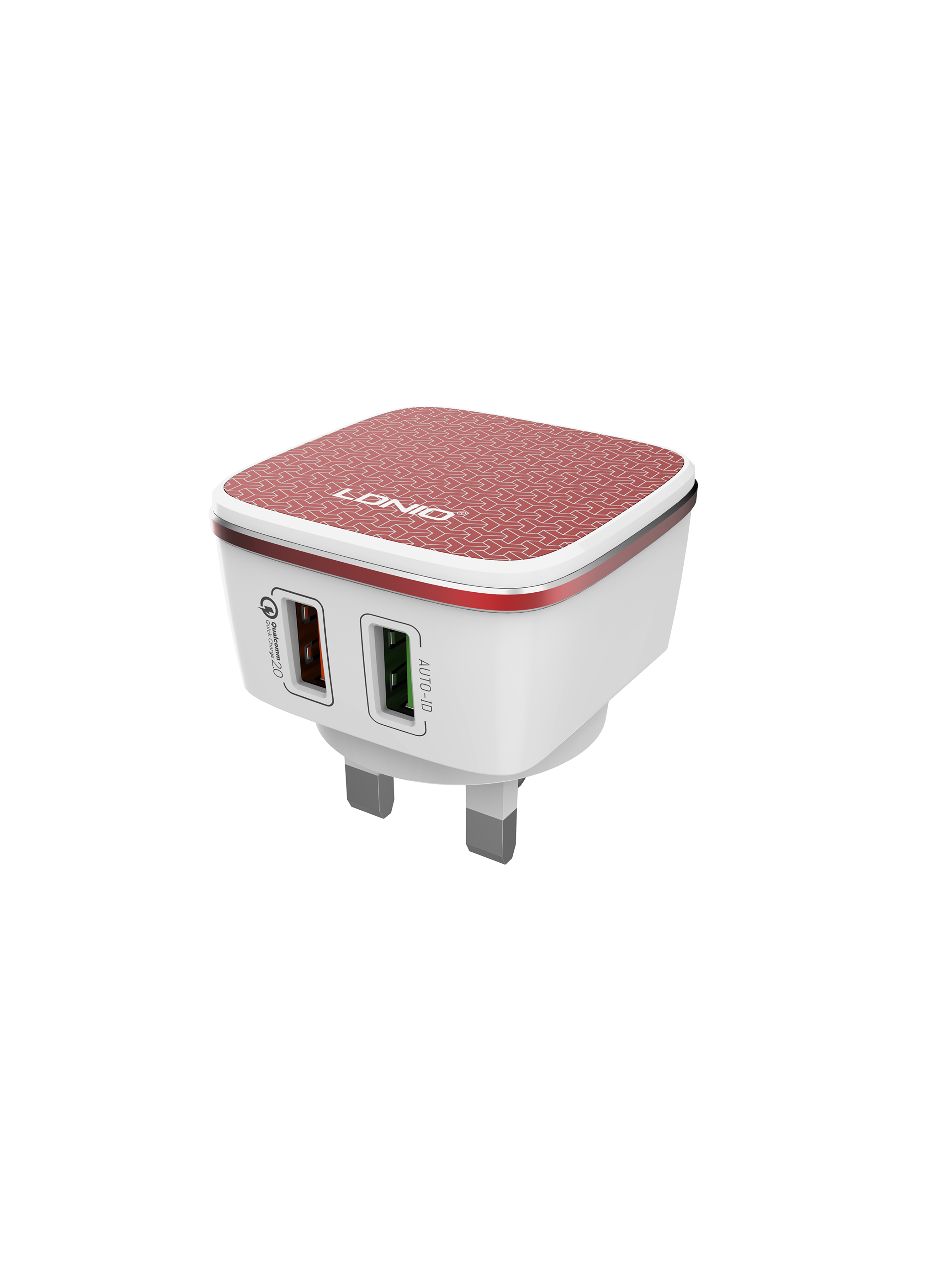 фото Сетевое зарядное устройство ldnio a2405q, 2 usb, 2,4 a, white/red