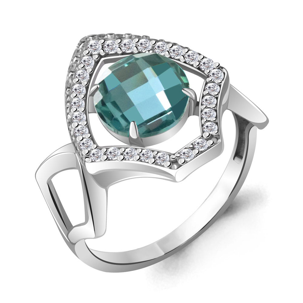 

Кольцо из серебра с турмалином р. 18 Aquamarine 6943588А_925_р, 6943588А_925_р