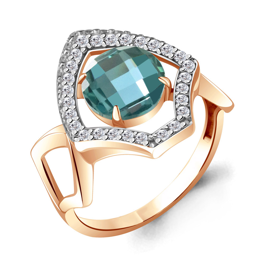 

Кольцо из серебра с турмалином р.  Aquamarine 6943588А_925_з, 6943588А_925_з