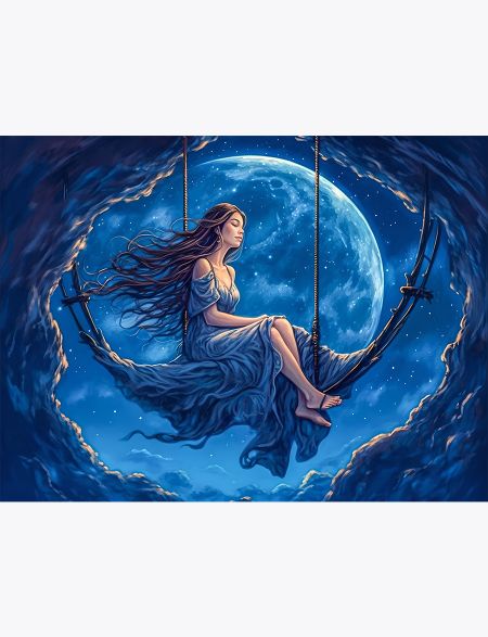 

Алмазная мозаика на подрамнике Лунные качели, 70x50 см, 30 цветов, 63151, ПРА-277