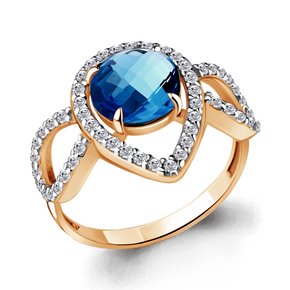 

Кольцо из серебра с топазом р. 18 Aquamarine 6943493А_925_з, 6943493А_925_з