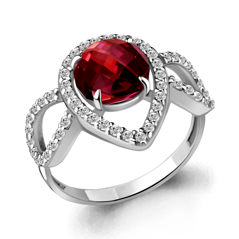 

Кольцо из серебра с гранатом р. 18,5 Aquamarine 6943485А_925_р, 6943485А_925_р