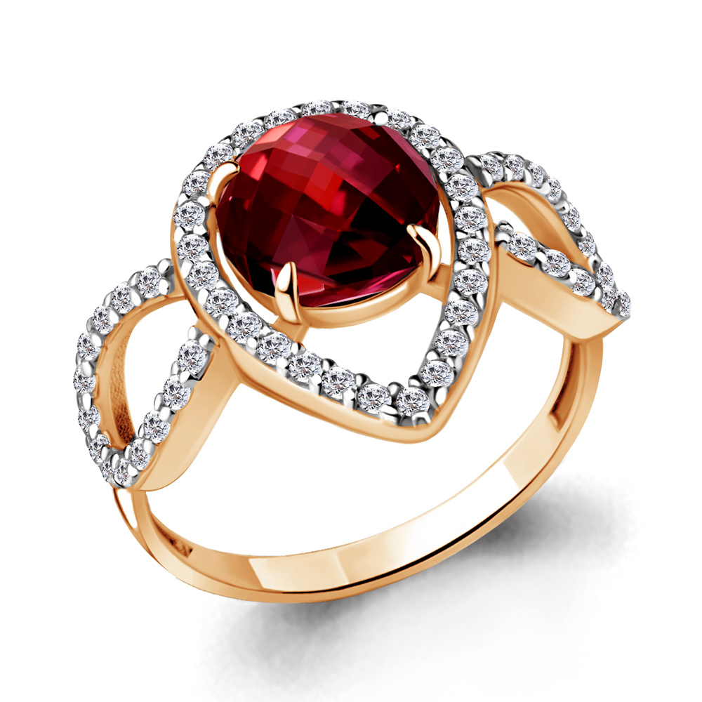 

Кольцо из серебра с гранатом р. , Aquamarine 6943485А_925_з, 6943485А_925_з