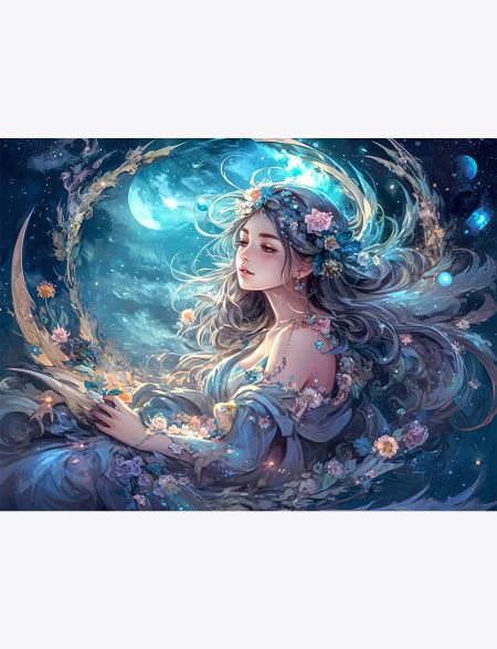 

Алмазная мозаика на подрамнике Девушка на фоне ночного неба, 50x40 см, 30 цветов, 63140, ПРА-276