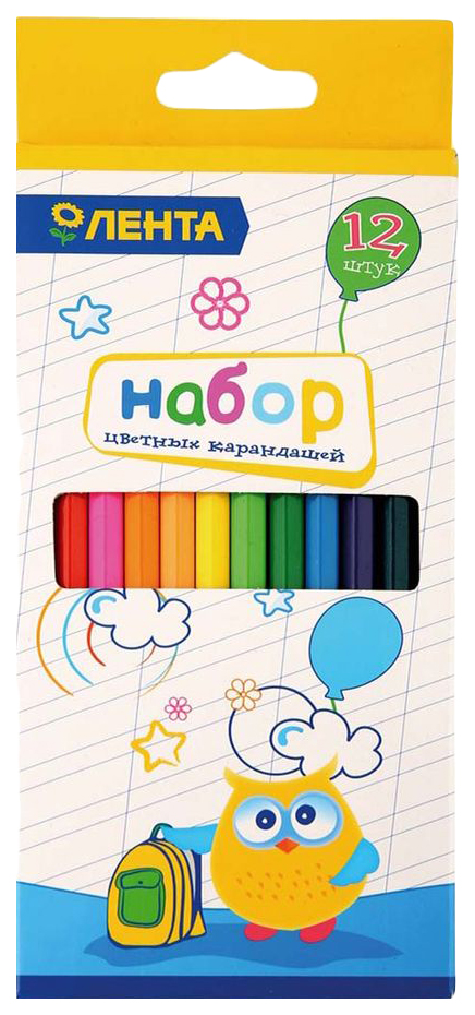 

Карандаши цветные Лента заточенные 12 цветов, Разноцветные