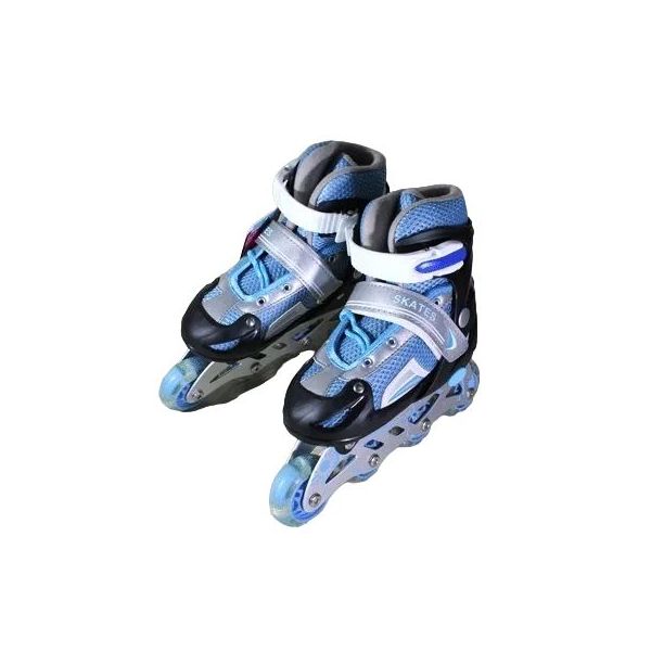 Роликовые коньки, размер 38-41(L)  22-24,5см, голубые, светов. колеса, арт. GX-9003-3