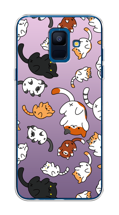 

Чехол Awog на Samsung Galaxy A6 "Котопад", Фиолетовый;белый, 25950-7