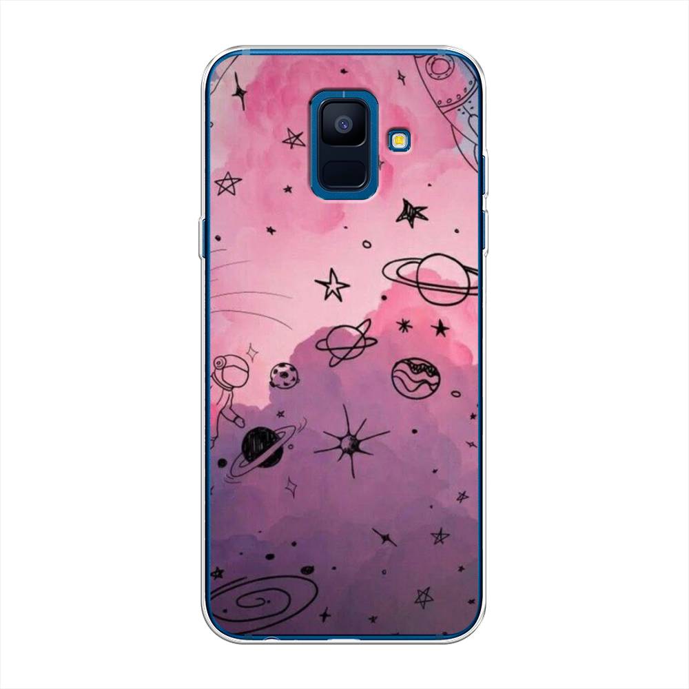 

Чехол Awog на Samsung Galaxy A6 "Радуга планет 3", Черный;розовый, 25950-4
