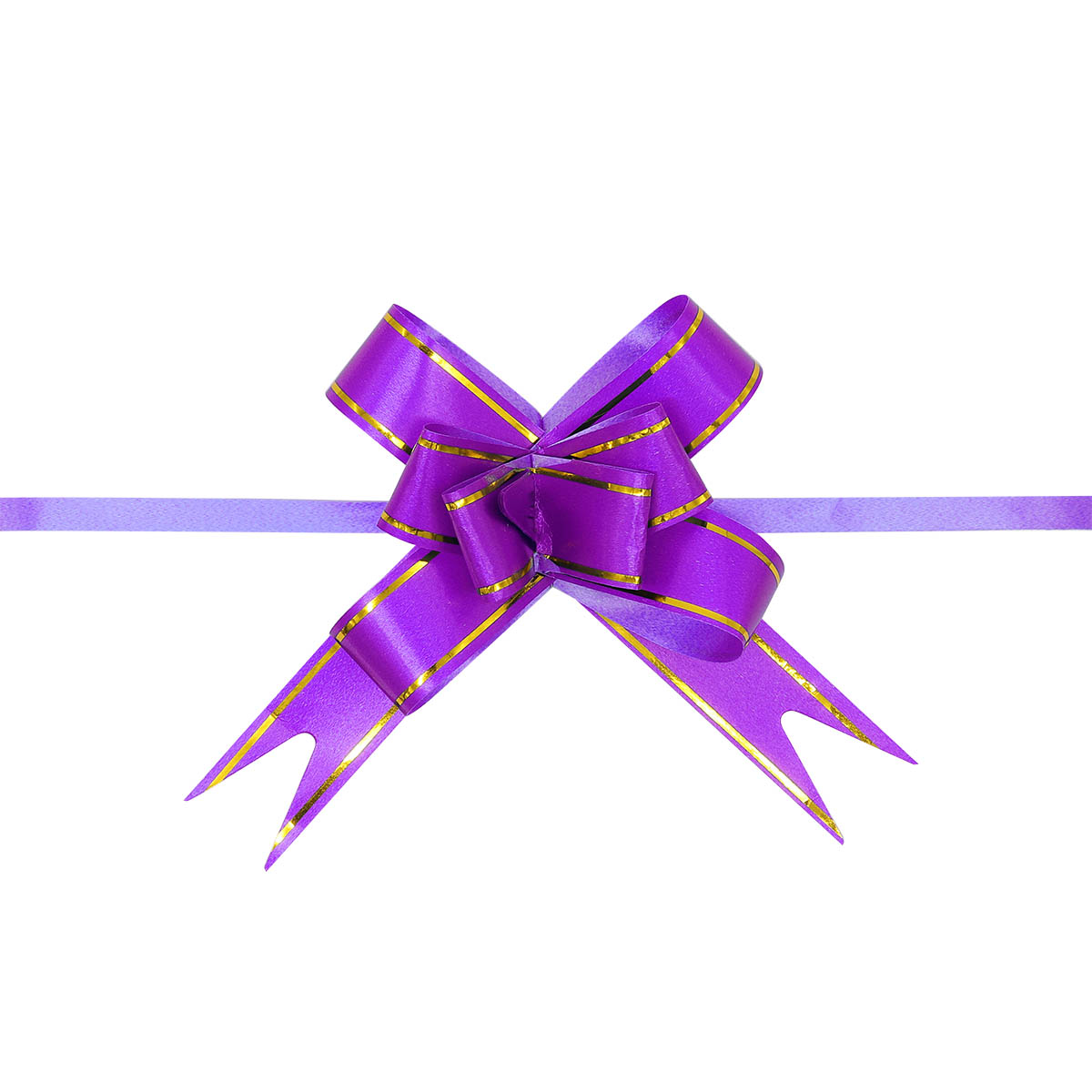 фото Бант бабочка айрис, ar502, фиолетовый золотая полоса, 1,7*34 см, 10 шт