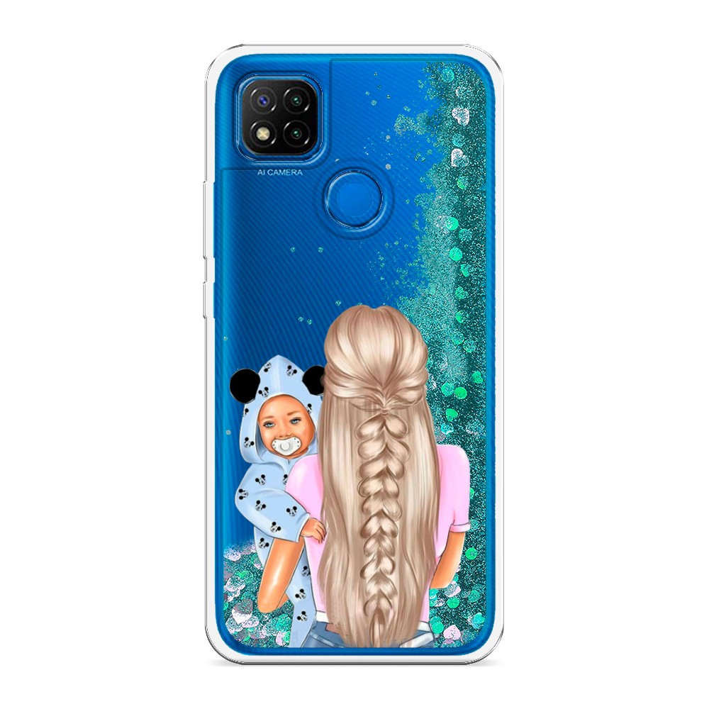 

Жидкий чехол с блестками "Молодая мама" на Xiaomi Redmi 9C