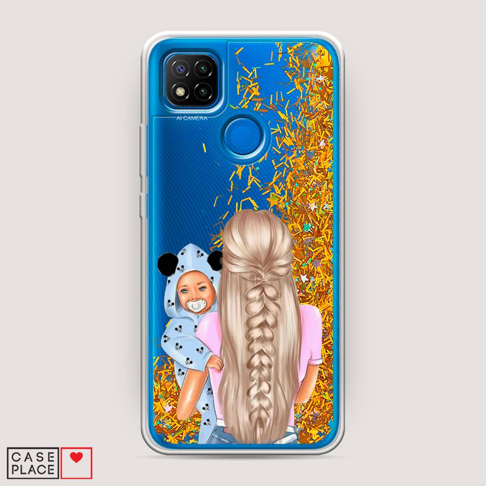 

Жидкий чехол с блестками "Молодая мама" на Xiaomi Redmi 9C, 39090-1