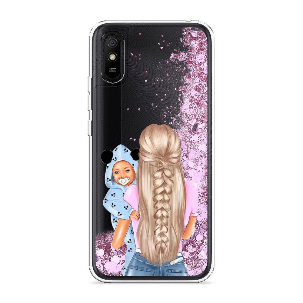 

Жидкий чехол с блестками "Молодая мама" на Xiaomi Redmi 9A, 38994-1