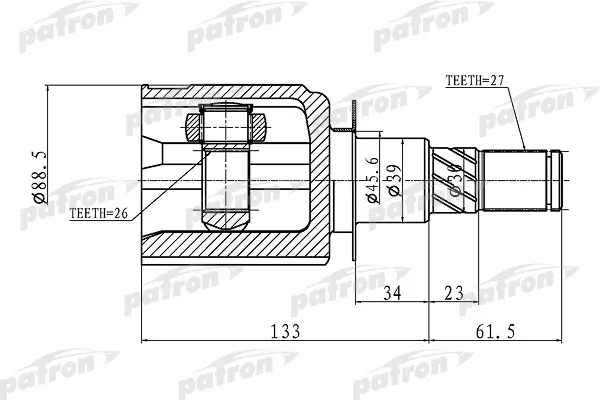 

ШРУС внутренний 27x39x26 NISSAN PATHFINDER R51M 05- PATRON PCV1410