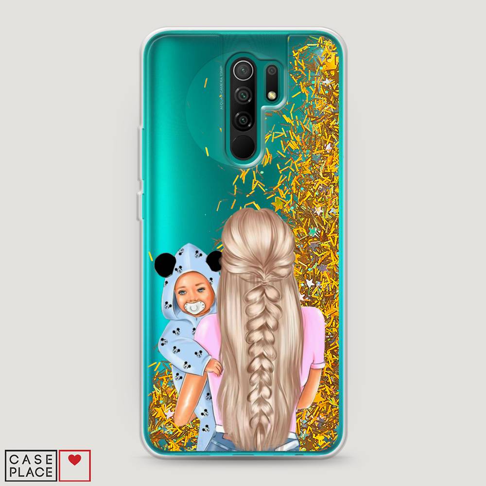 

Жидкий чехол с блестками "Молодая мама" на Xiaomi Redmi 9, 38390-1