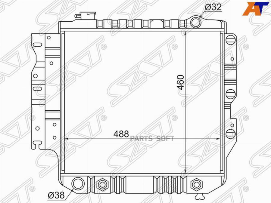 

SAT JP0002 Радиатор JEEP WRANGLER 2.5/4.0/4.2 86-96 //WRANGLER 2.5/4.0 97-07 1шт