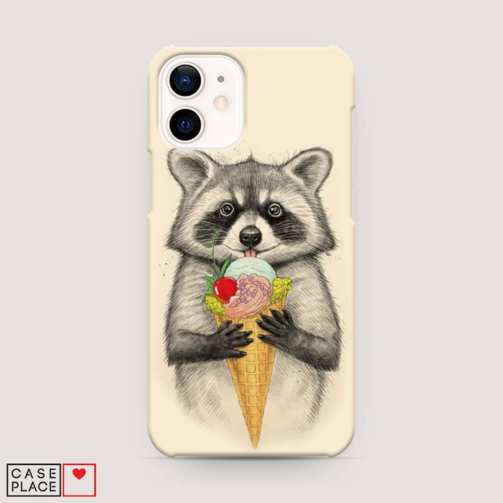 

Пластиковый чехол "Енот с мороженым" на Apple iPhone 12 mini, 12620-7