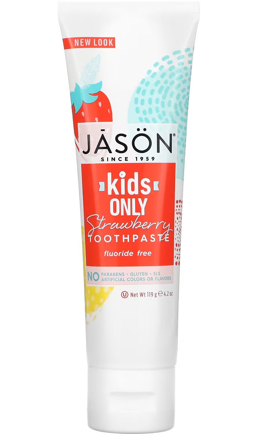 Детская зубная паста Jason Natural Kids Only с клубничным вкусом, 119 г зубная паста dr el premium natural kids clair toothpaste с 4 лет 100 гр