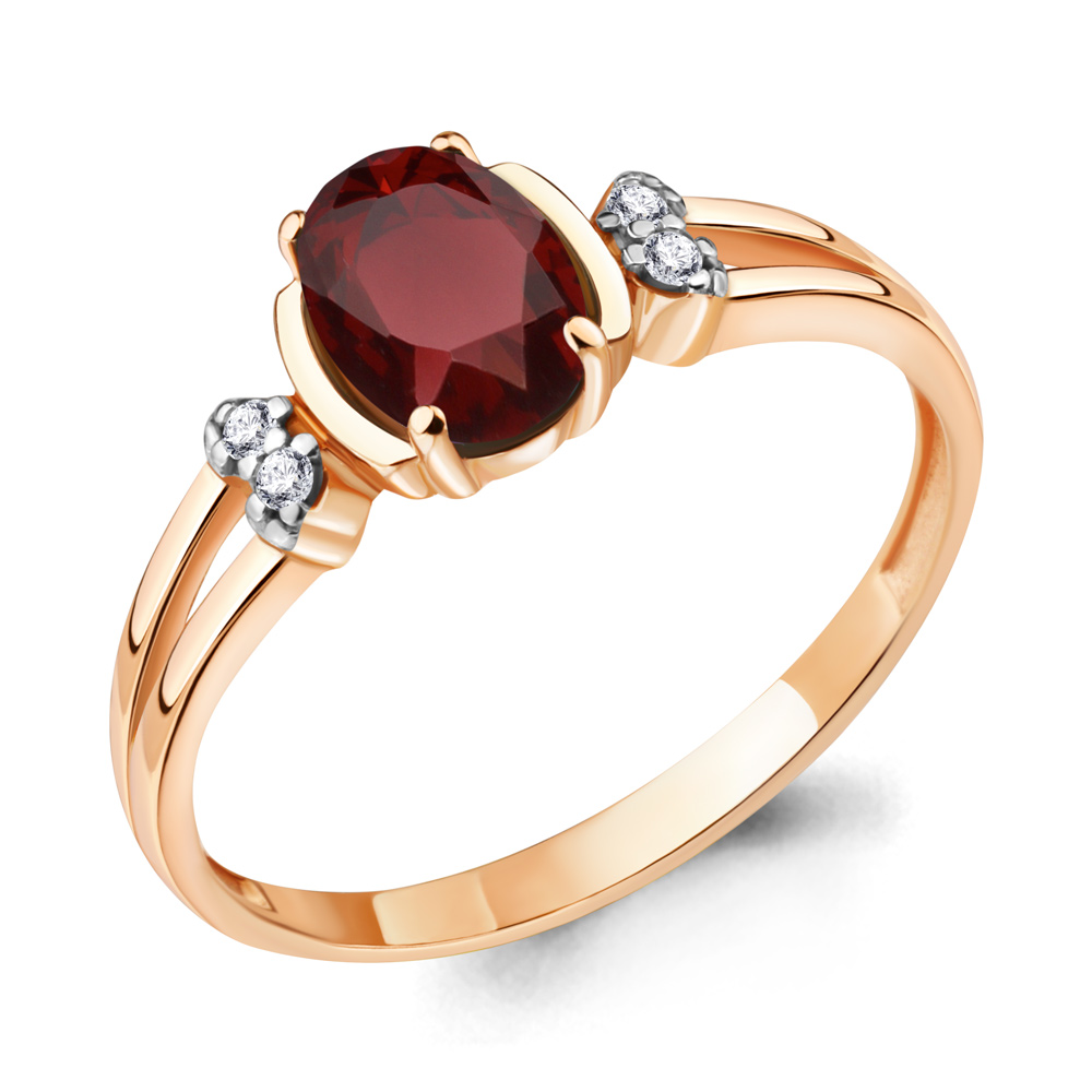 

Кольцо из серебра с гранатом р. , Aquamarine 6943103А_925_з, 6943103А_925_з