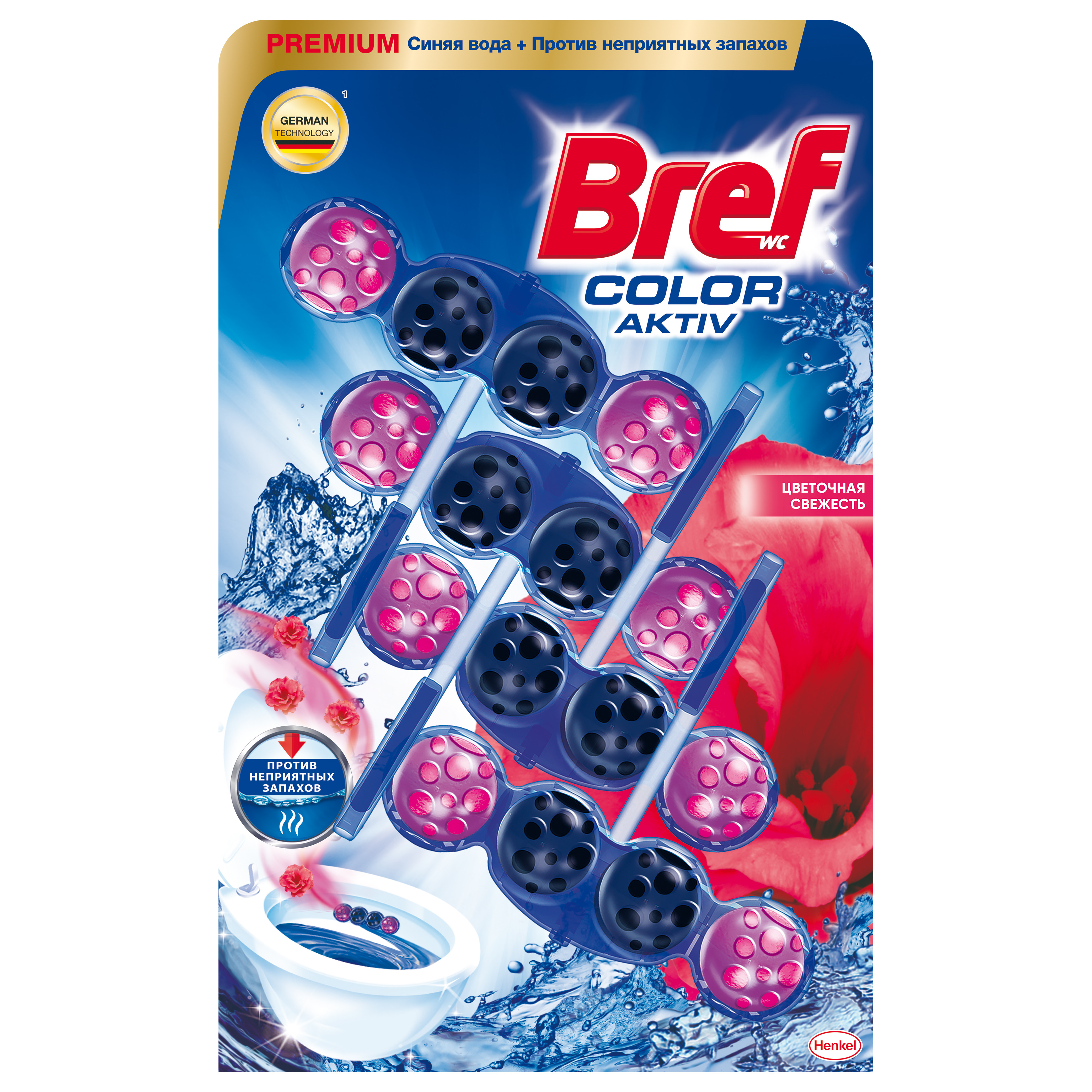 фото Блок bref color цветочная свежесть для унитаза 50 г х 4 шт