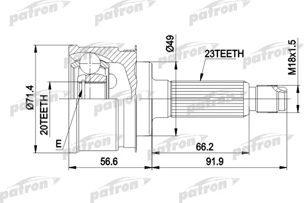 

ШРУС наружн к-кт 23x49x20 SUZUKI: ALTO III 94-02 PATRON PCV1361