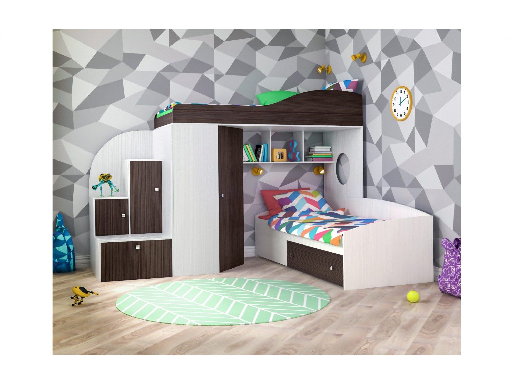 

Кровать-чердак Кадет 2 (Венге, Дуб молочный), 1205245348