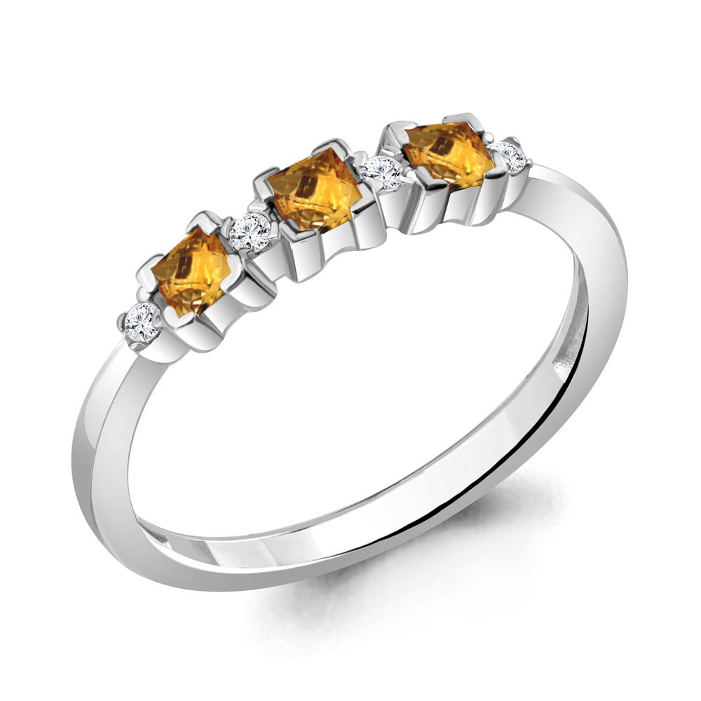 

Кольцо из серебра с цитрином р. 16,5 Aquamarine 6942706А_925_р, 6942706А_925_р