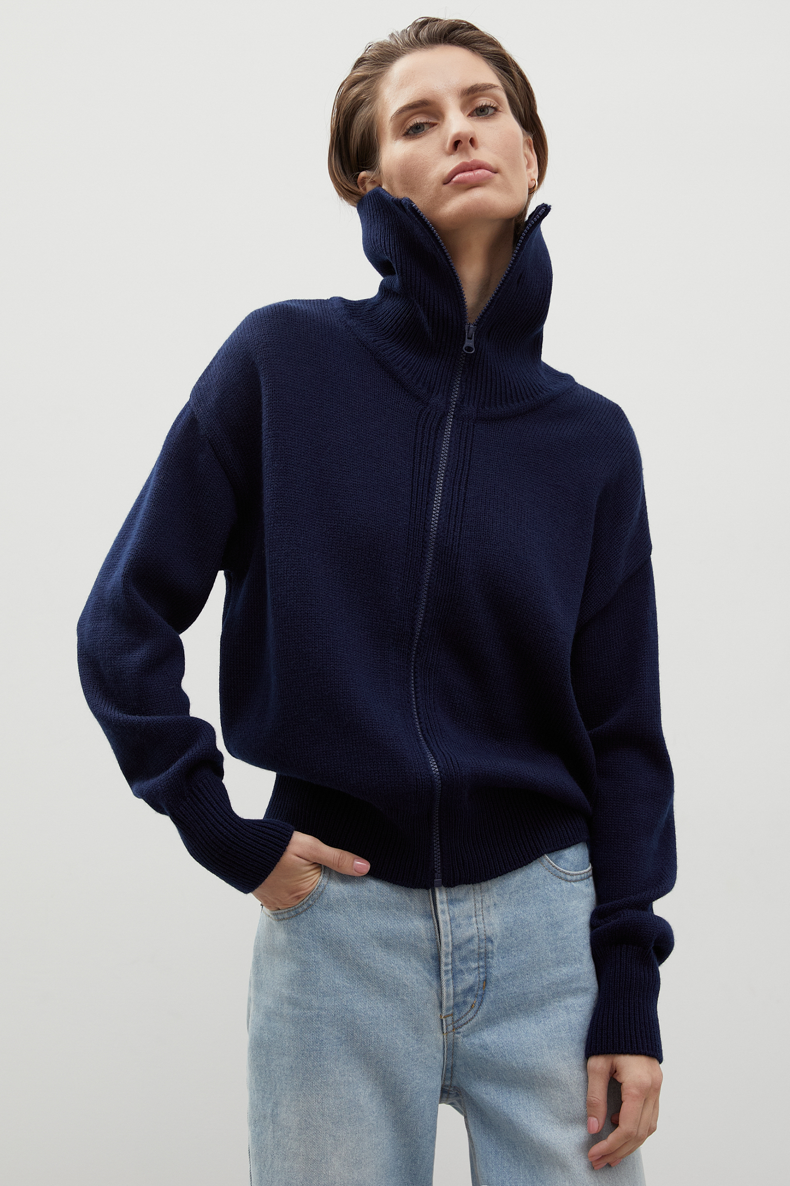 

Джемпер женский Finn Flare FAC11173 синий 2XL, FAC11173
