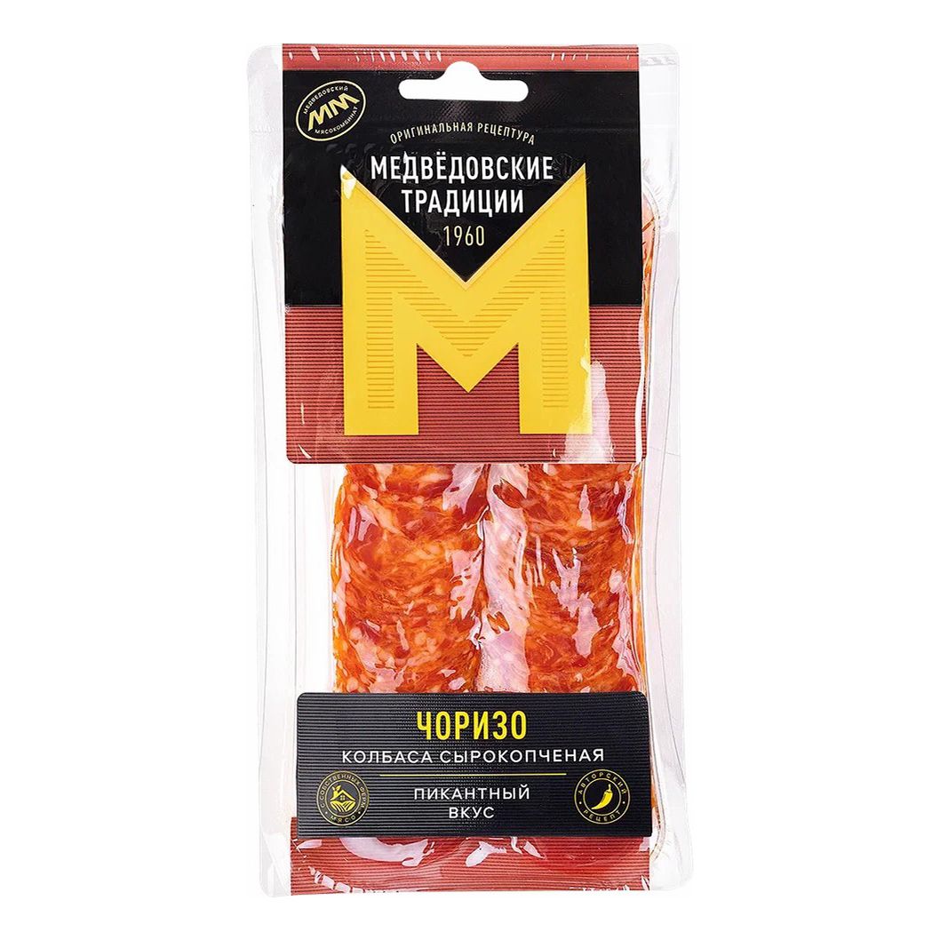 Колбаса сырокопченая Медведовские традиции Чоризо полусухая нарезка 100 г