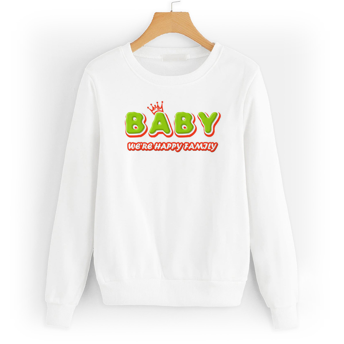 

Свитшот белый CoolPodarok Прикол. Семья. Baby were happy family, W0151842