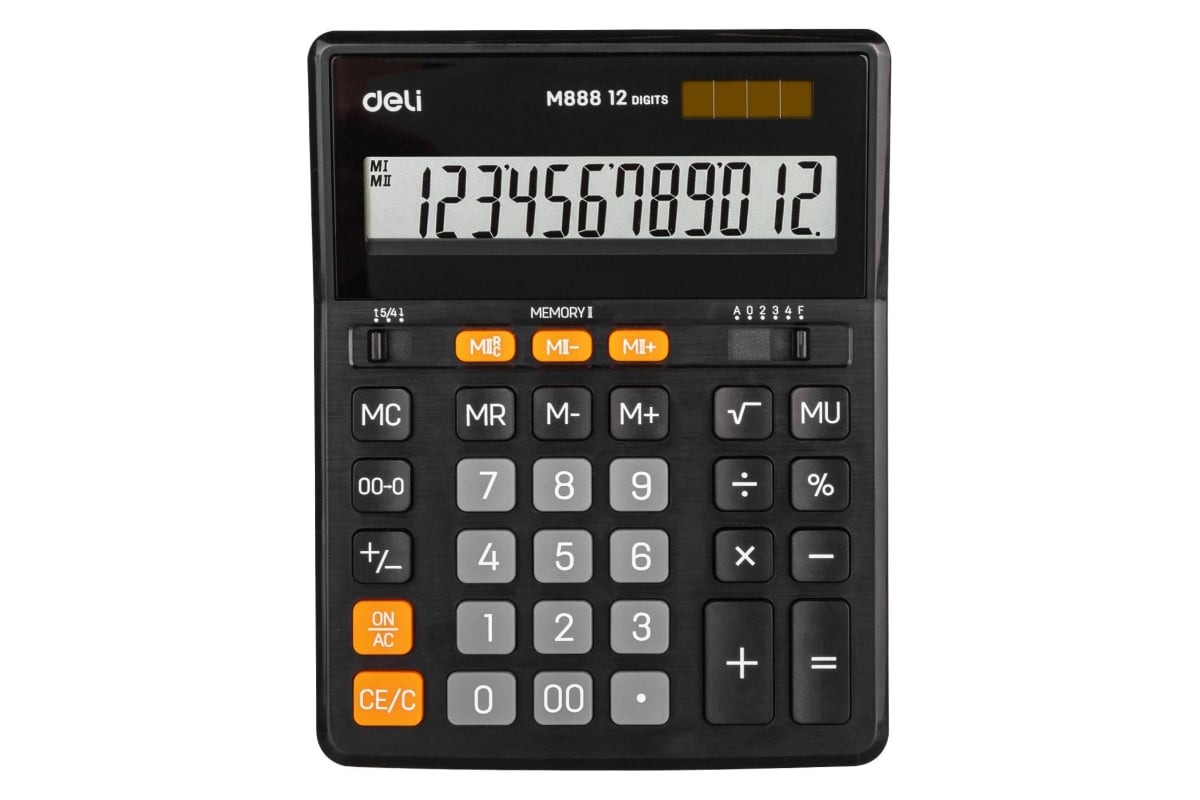 

Калькулятор DELI EM888, 12-разрядный, черный