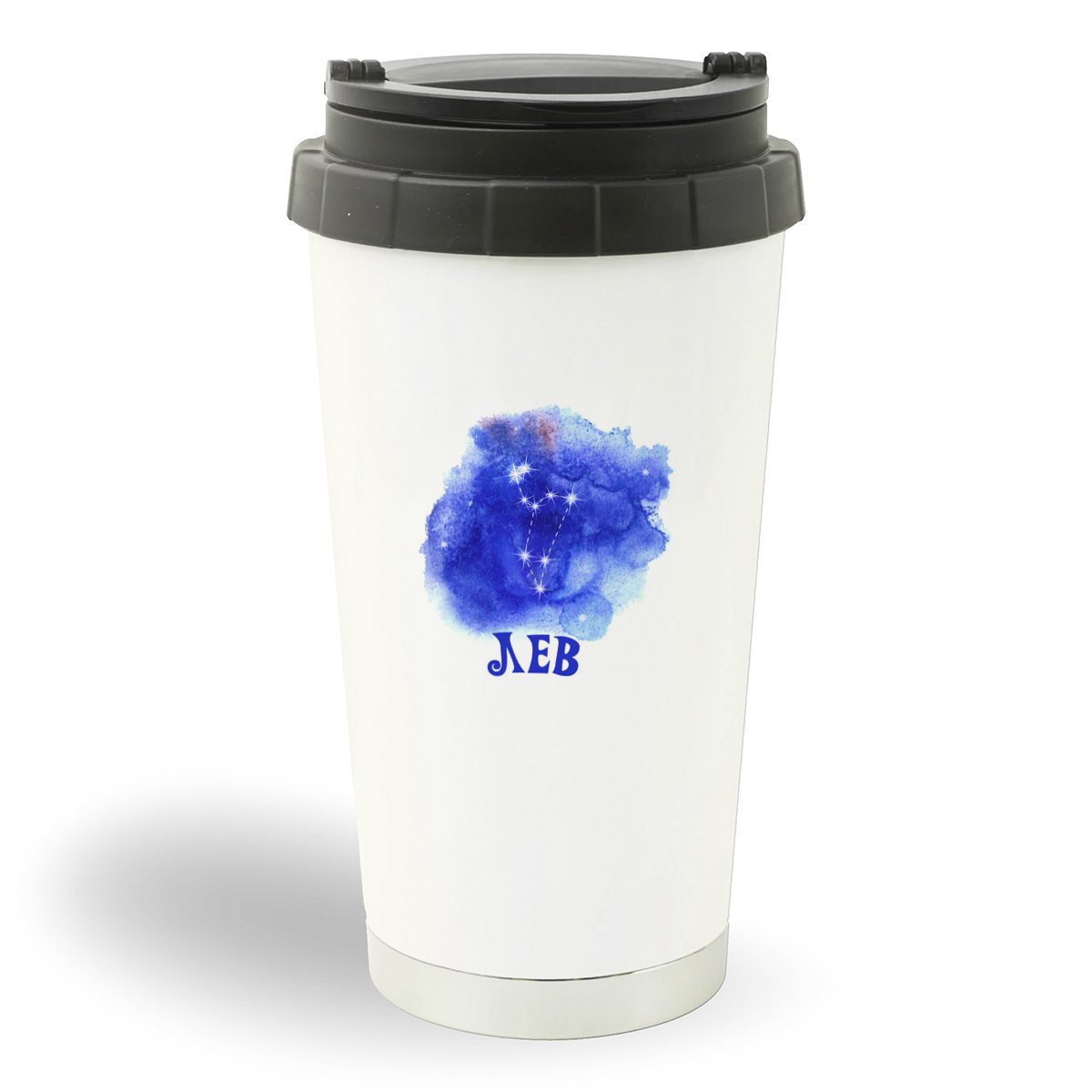 

Термостакан белый CoolPodarok Знаки зодиака.Лев