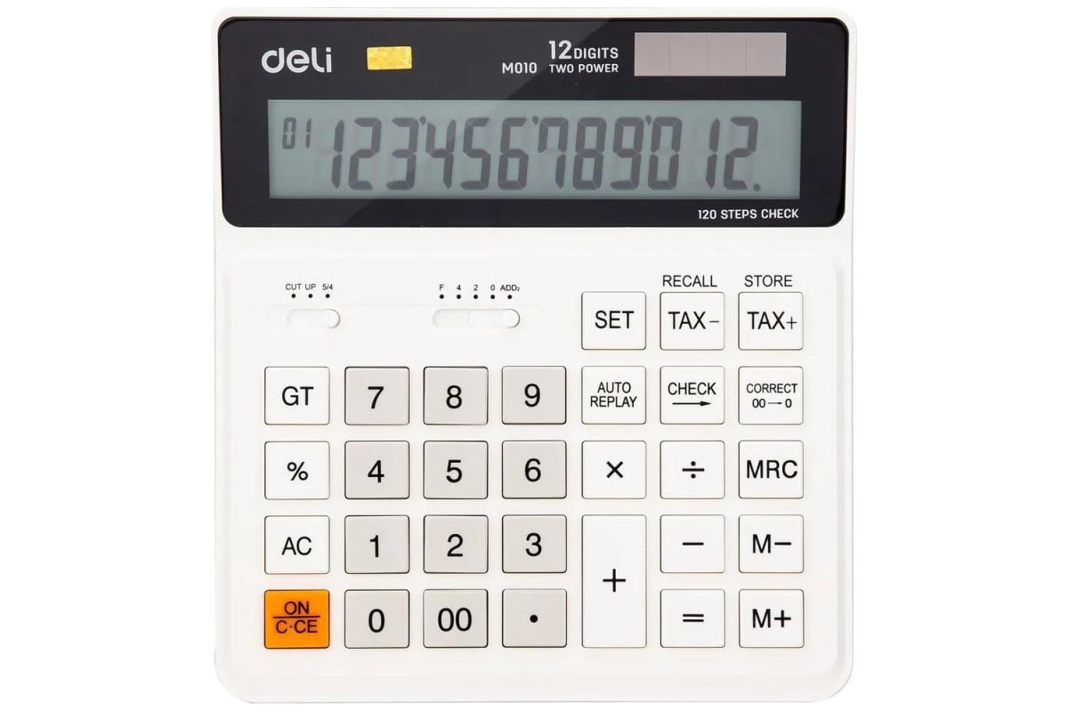 

Калькулятор Deli EM01010, 12-разрядный, белый