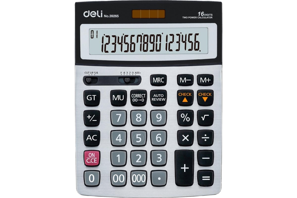 

Калькулятор Deli E39265, 16-разрядный, серый