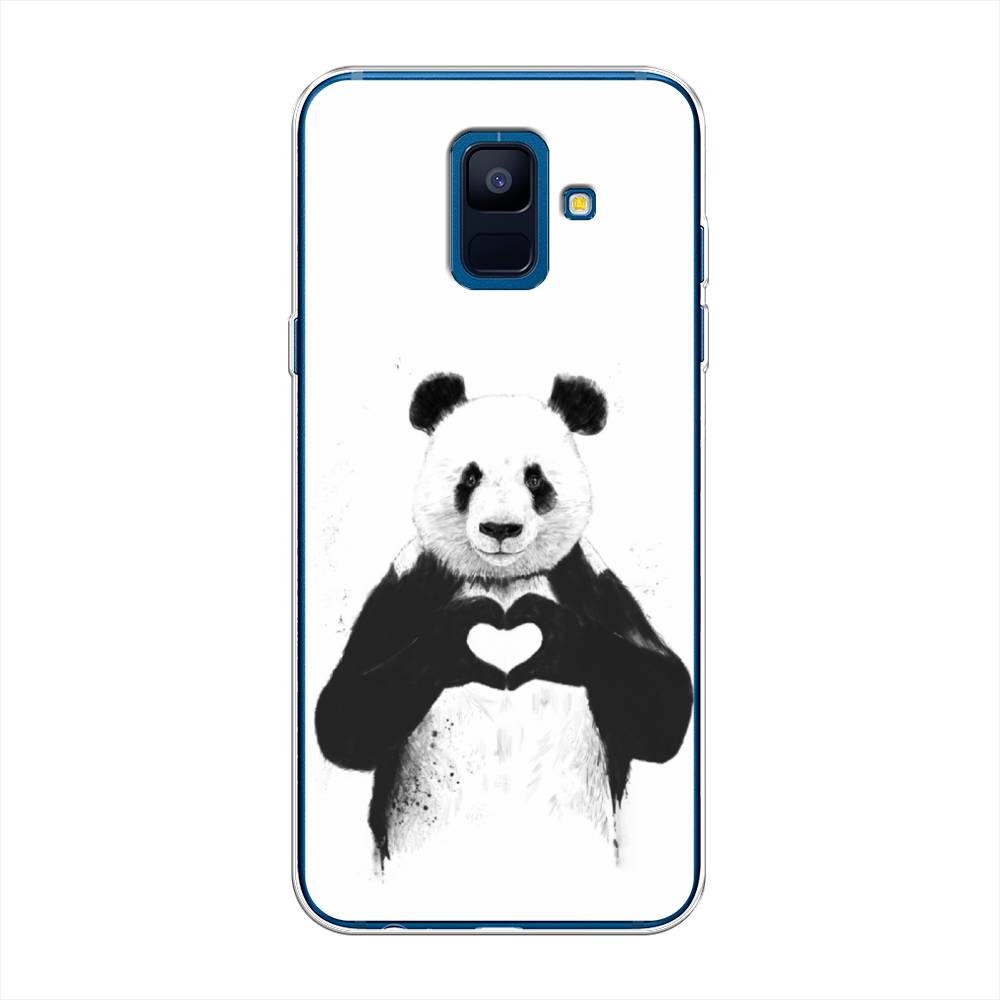 

Чехол Awog на Samsung Galaxy A6 "Панда love", Серебристый, 25950-10