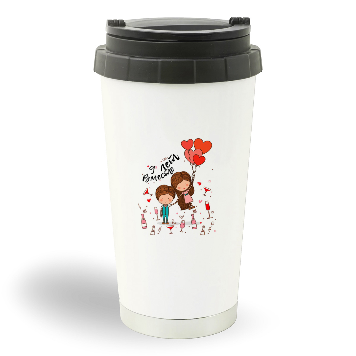 

Термостакан белый CoolPodarok День свадьбы 9 лет вместе (пара)