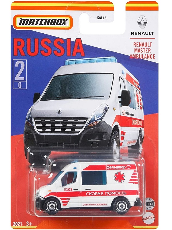 Машинка Mattel Matchbox Russia Renault Master Ambulance, 2 из 6 original mattel matchbox collectors car 70th anniversary edition freightliner truck datsun vehicles toys for boys birthday gift