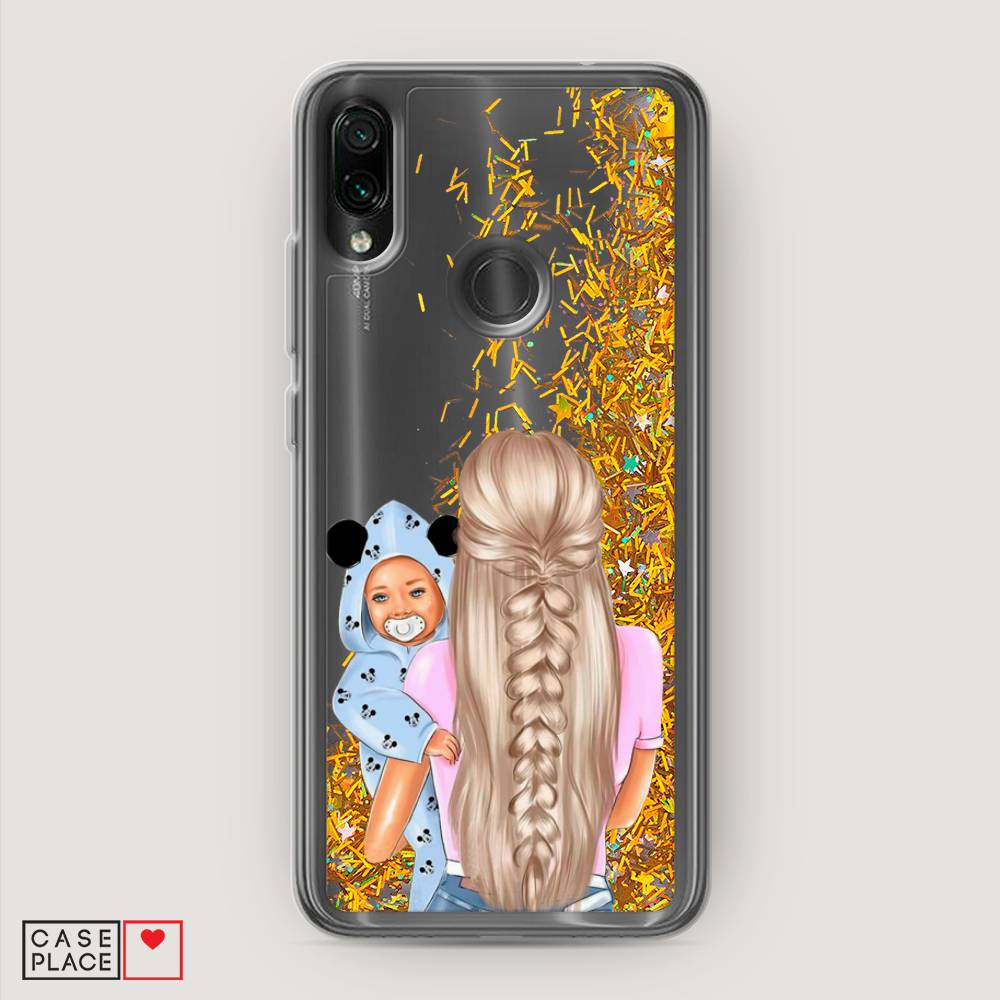 

Жидкий чехол с блестками "Молодая мама" на Xiaomi Redmi 7, 35090-1