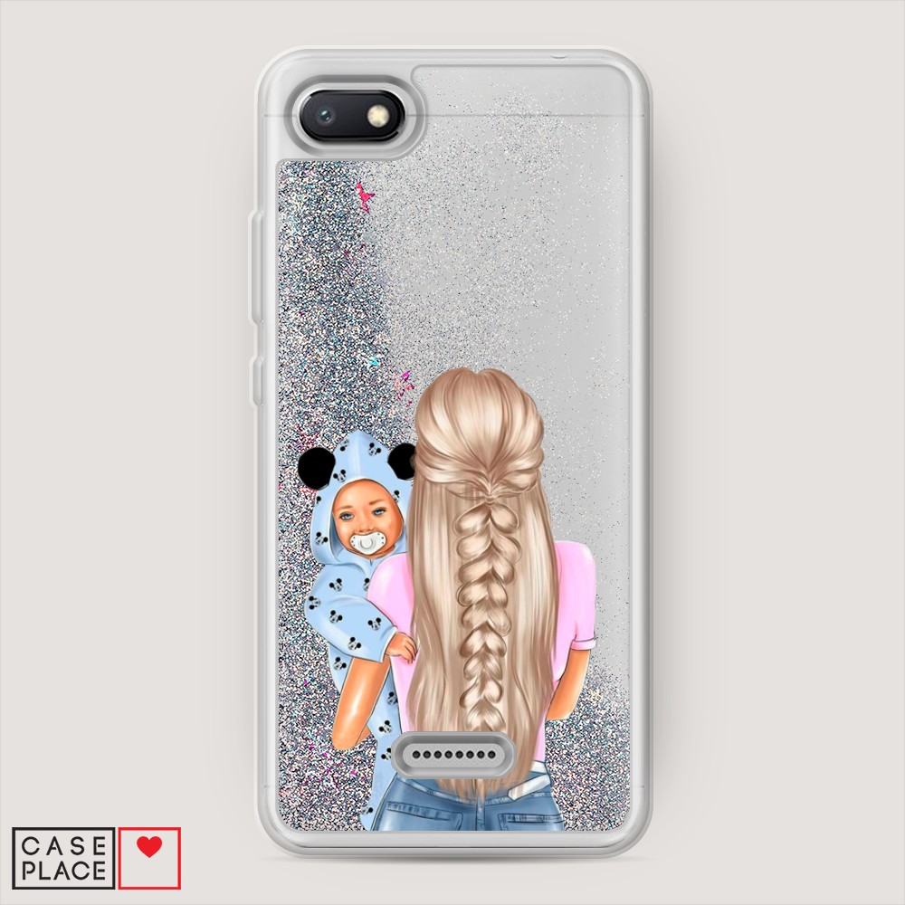 

Жидкий чехол с блестками "Молодая мама" на Xiaomi Redmi 6A, 34191-1