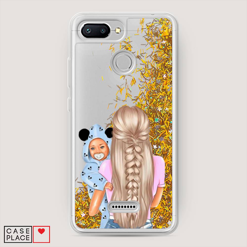 

Жидкий чехол с блестками "Молодая мама" на Xiaomi Redmi 6, 33890-1